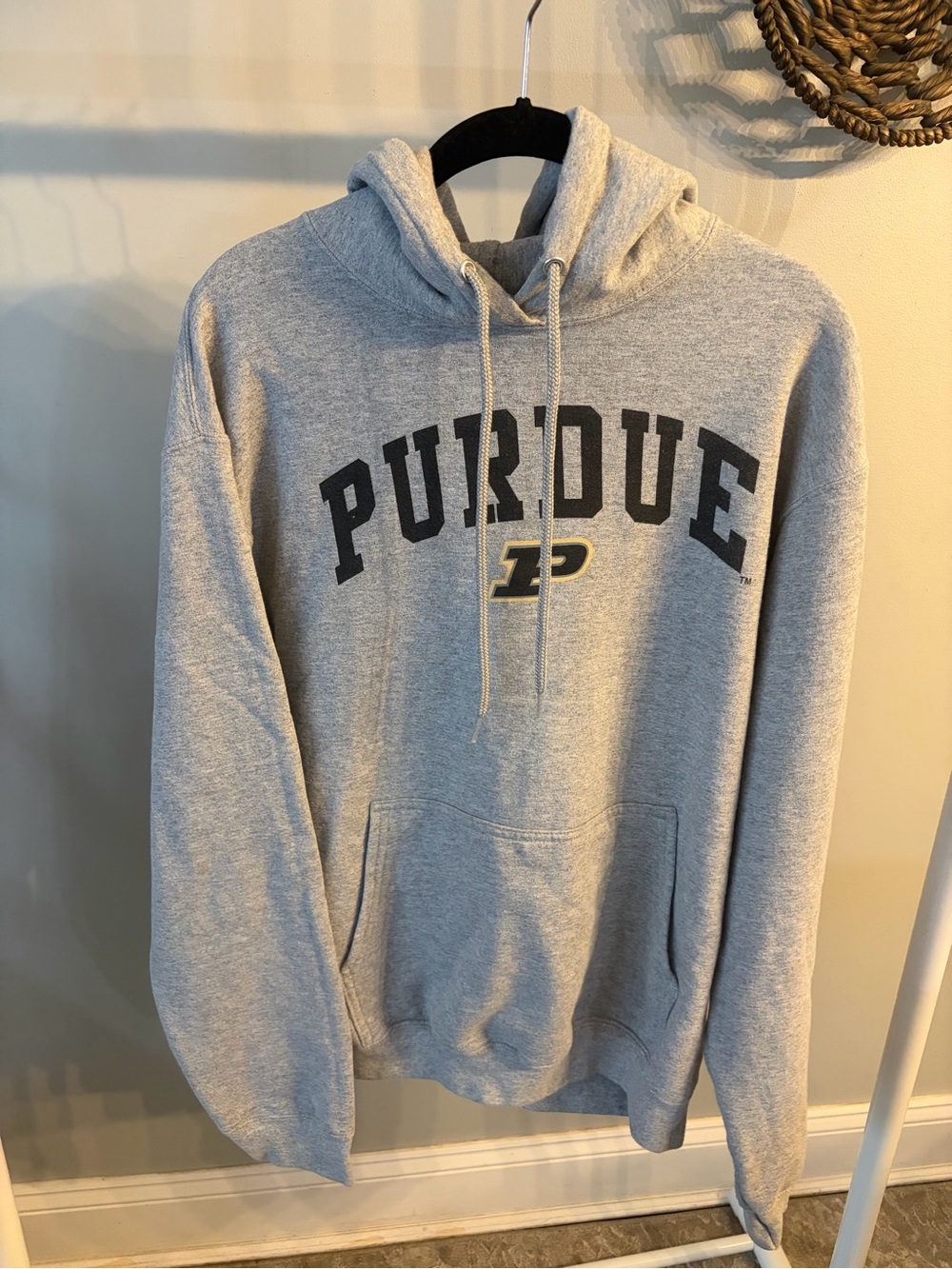 Purdue Gray Pullover Hoodie with University Logo size medium unisex